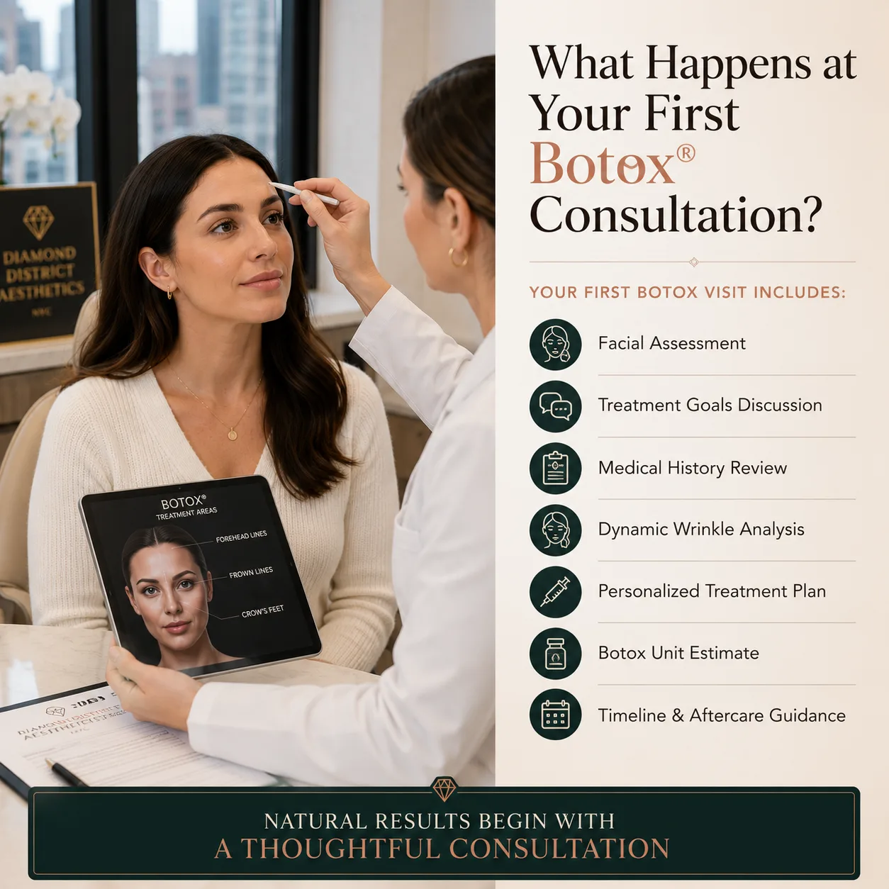 botox-appointment-in-nyc-consultation-guide Botox Appointment in NYC consultation with facial assessment and personalized treatment planning for first-time patients
