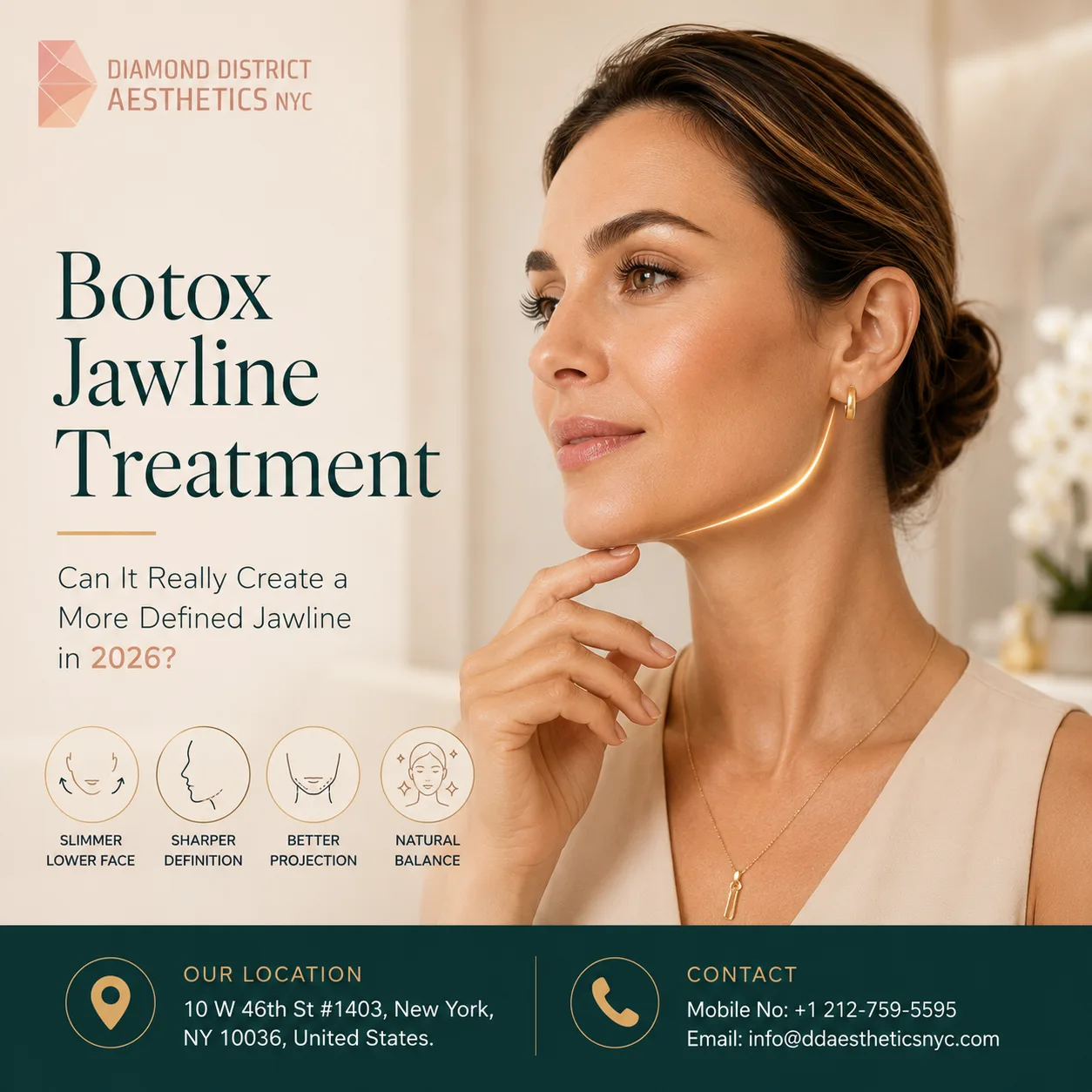 Botox jawline treatment illustration showing a more defined jawline, improved facial balance, and non-surgical jawline contouring in NYC.