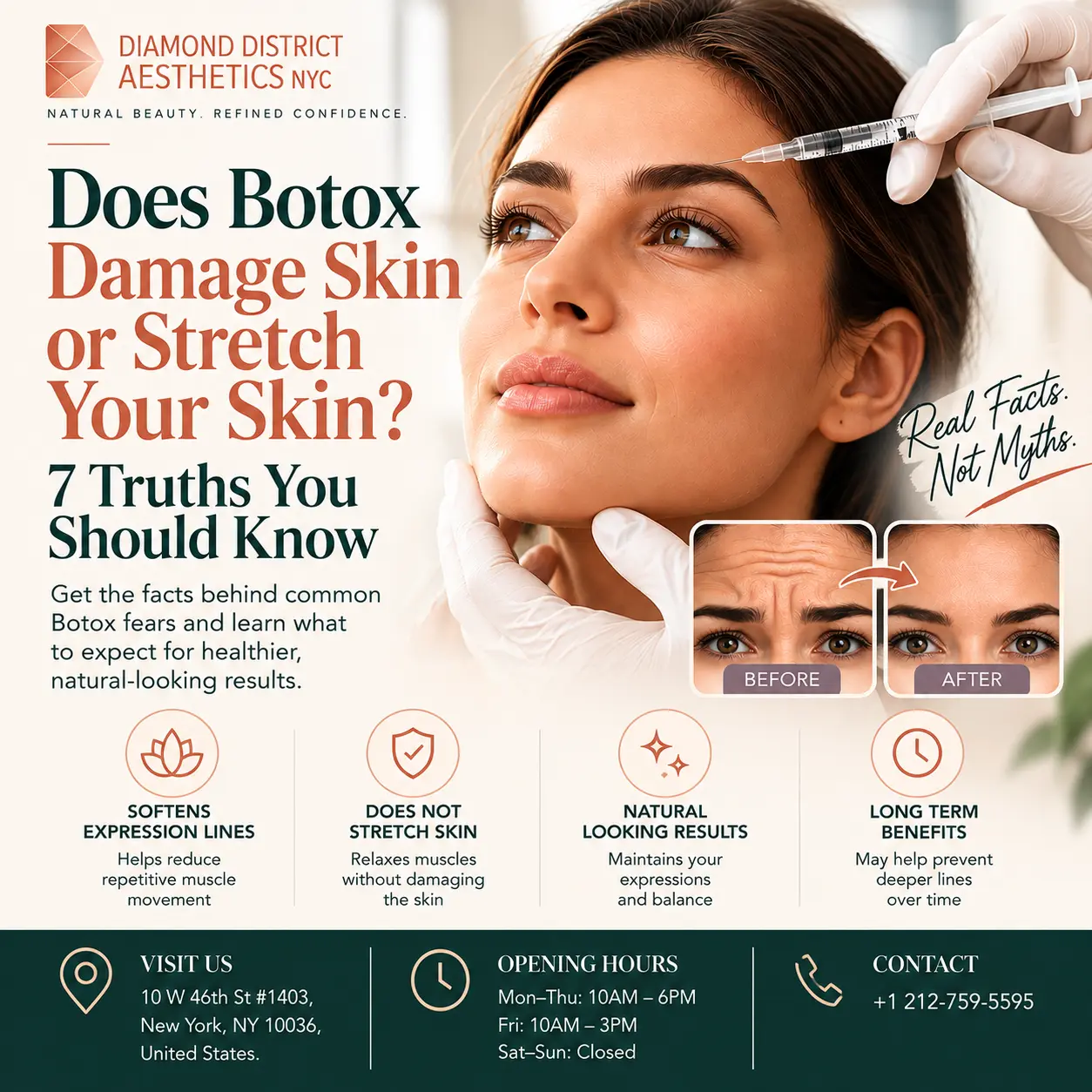 Does Botox damage skin or stretch your skin? Botox facts and natural-looking results